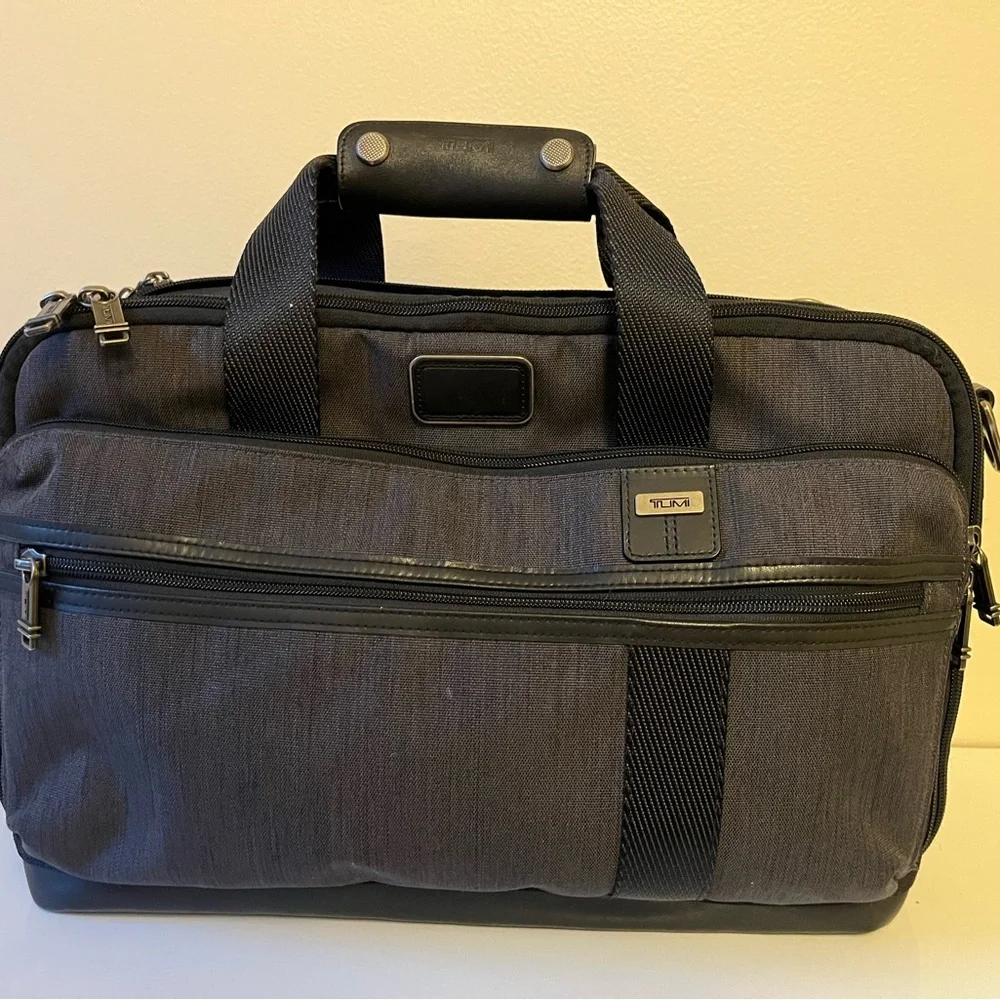 TUMI Alpha Bravo Grayson 3-Way Brief Backpack Briefcase - Charcoal Grey - GOOD